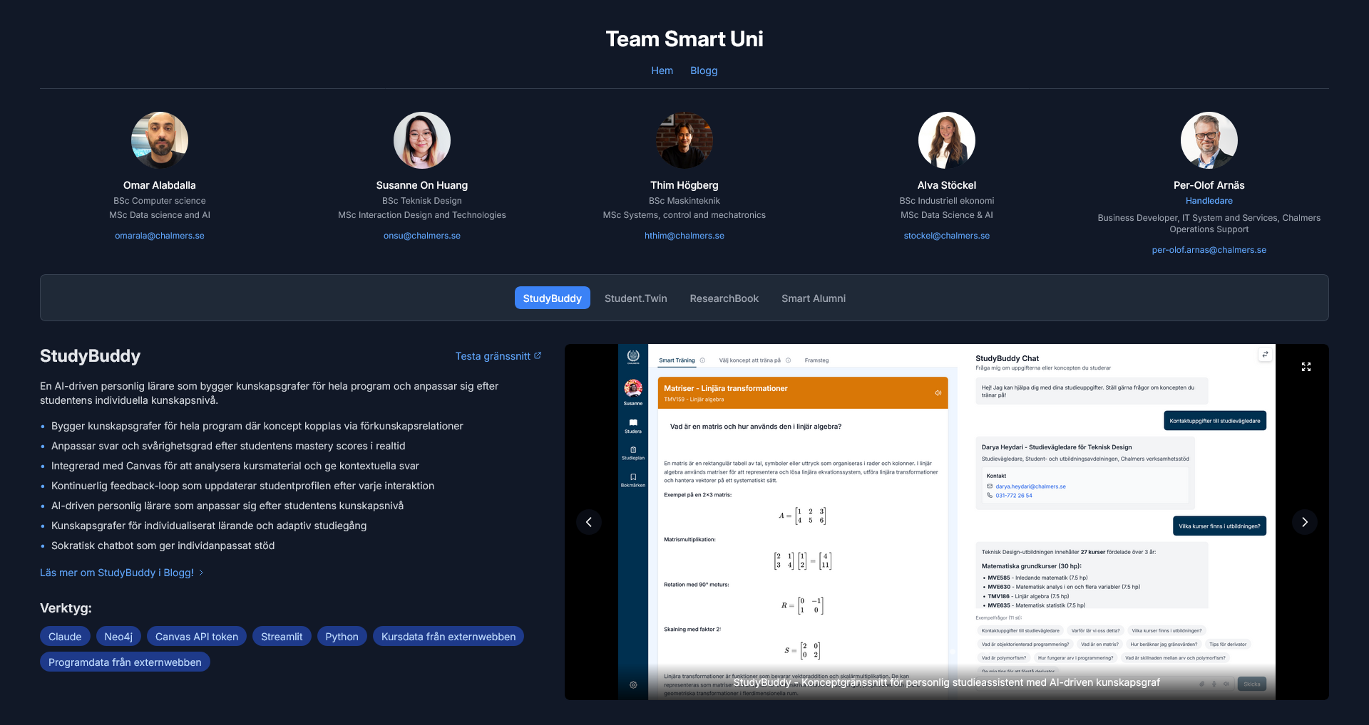 Chalmers AI Sommarprojekt 2025 - Team Smart Uni